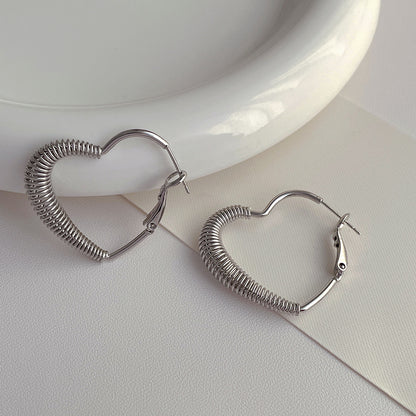 1 Piece Elegant Sweet Heart Shape Plating Copper 18k Gold Plated White Gold Plated Hoop Earrings