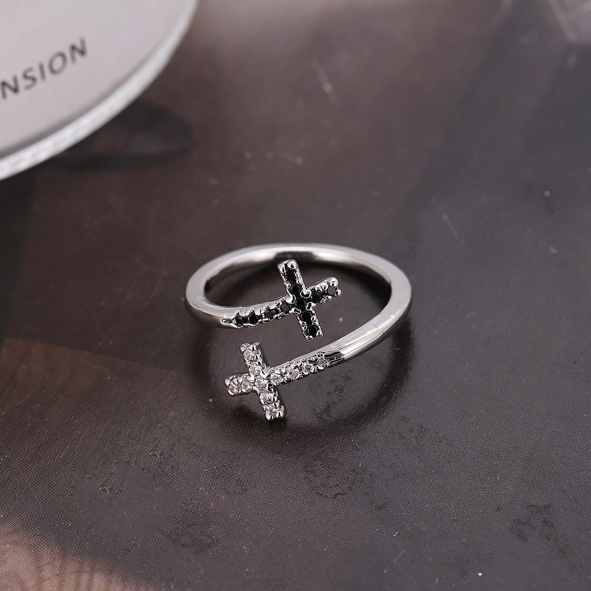 Simple Style Classic Style Cross Copper Zircon Open Rings In Bulk