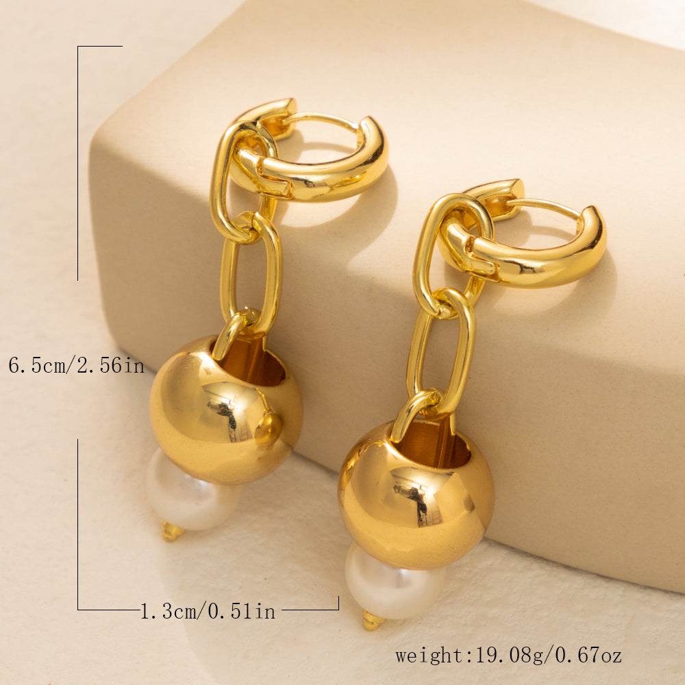 1 Pair Elegant Retro Round Plating Imitation Pearl Alloy Drop Earrings