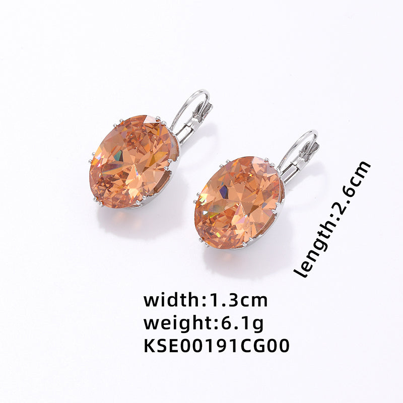 1 Pair Simple Style Oval Plating Inlay Copper Zircon White Gold Plated Drop Earrings