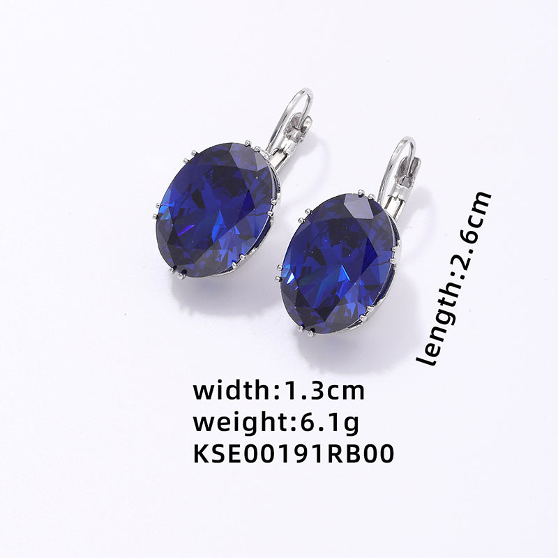 1 Pair Simple Style Oval Plating Inlay Copper Zircon White Gold Plated Drop Earrings