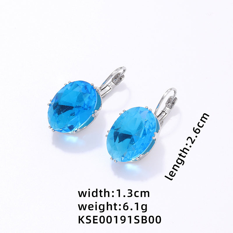 1 Pair Simple Style Oval Plating Inlay Copper Zircon White Gold Plated Drop Earrings