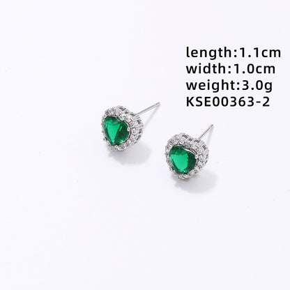 1 Pair Simple Style Heart Shape Plating Inlay Copper Zircon Ear Studs