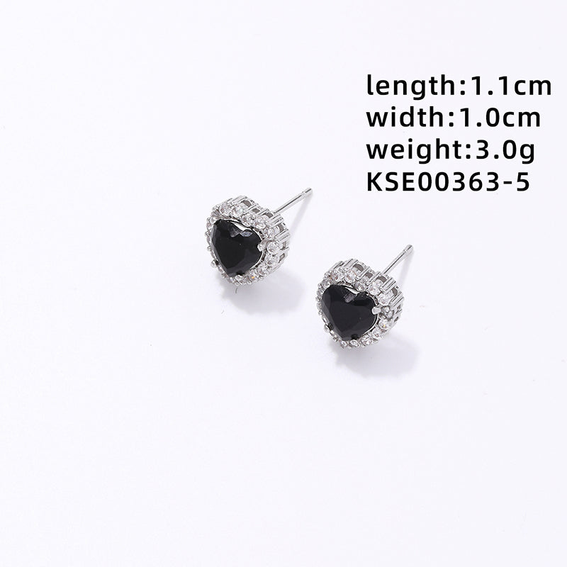 1 Pair Simple Style Heart Shape Plating Inlay Copper Zircon Ear Studs