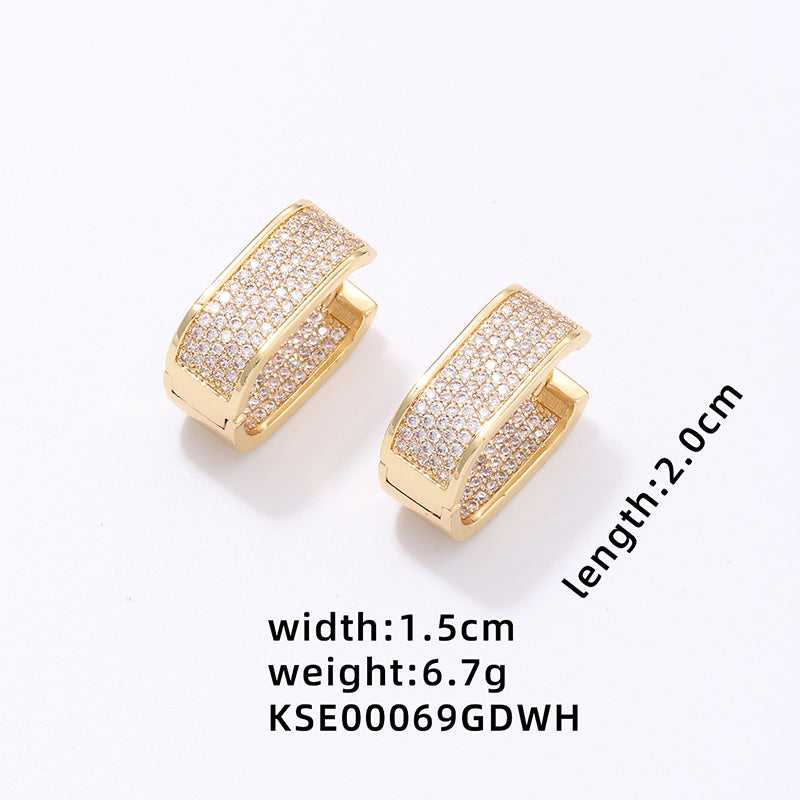 1 Pair Retro Simple Style Geometric Plating Inlay Copper Zircon Rose Gold Plated White Gold Plated Gold Plated Earrings