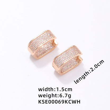 1 Pair Retro Simple Style Geometric Plating Inlay Copper Zircon Rose Gold Plated White Gold Plated Gold Plated Earrings