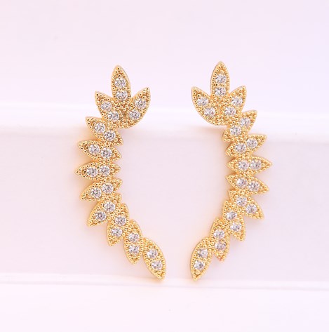 1 Pair Ig Style Wings Plating Inlay Brass Zircon 18k Gold Plated Ear Studs