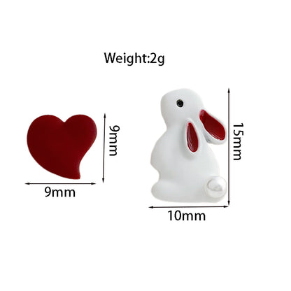 1 Pair Cute Sweet Rabbit Heart Shape Plating Inlay Alloy Artificial Pearls Ear Studs