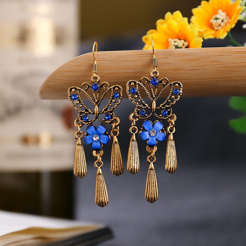 Ethnic Hollow Geometric Diamond Fashion Drop Earrings Wholesale