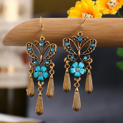 Ethnic Hollow Geometric Diamond Fashion Drop Earrings Wholesale