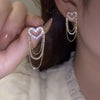 1 Pair Classic Style Tassel Rhinestone Drop Earrings