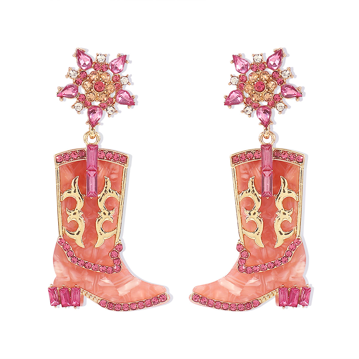 1 Pair Cowboy Style Simple Style Boots Plating Inlay Alloy Rhinestones Drop Earrings