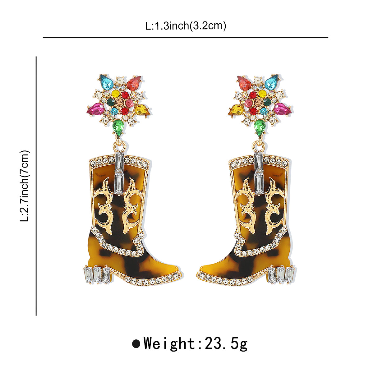 1 Pair Cowboy Style Simple Style Boots Plating Inlay Alloy Rhinestones Drop Earrings