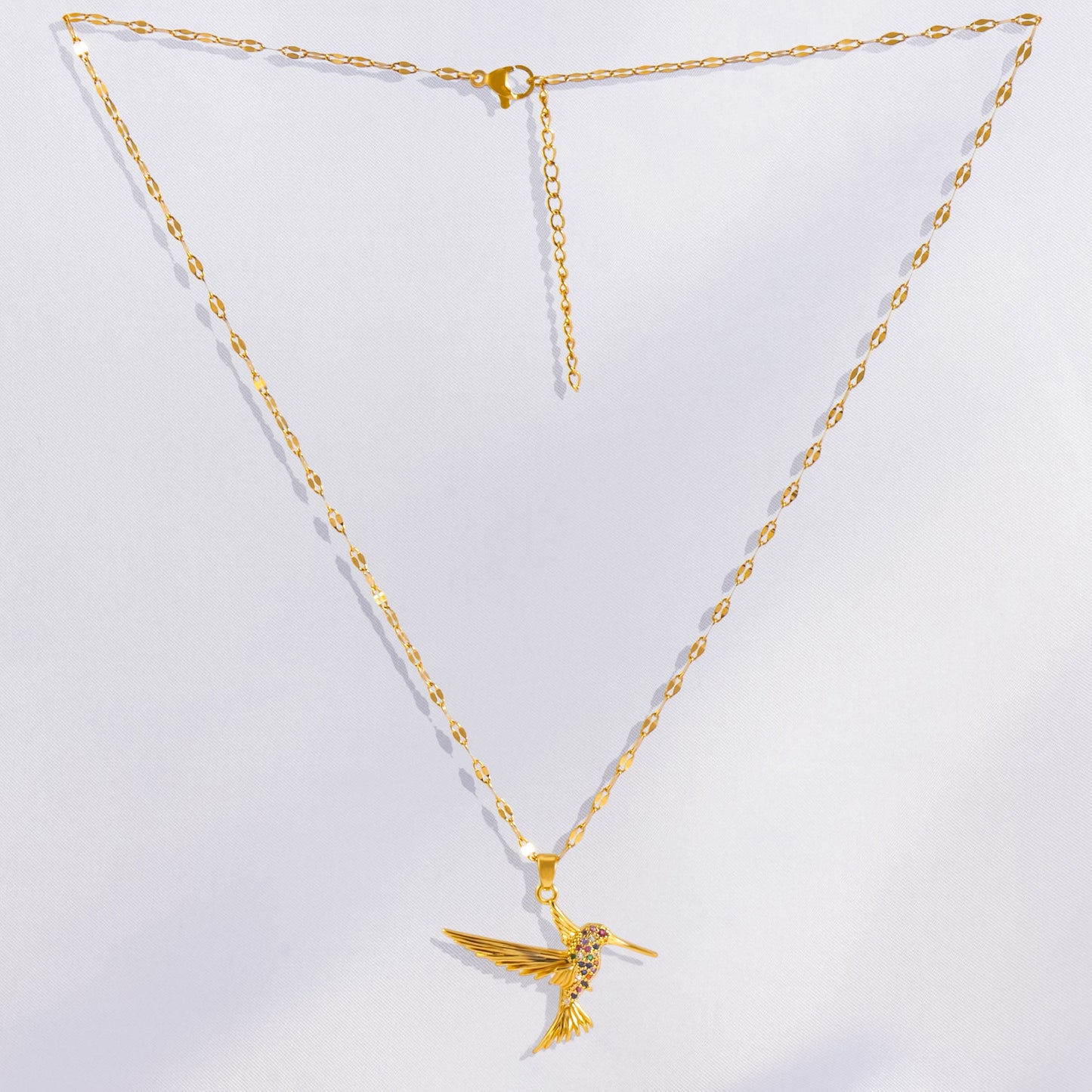 Wholesale Vintage Style Bird Stainless Steel Plating Inlay 18k Gold Plated Rhinestones Zircon Pendant Necklace