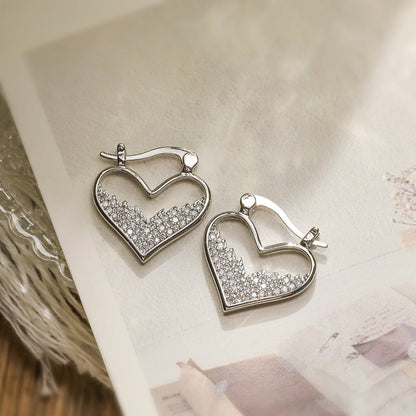 1 Pair Simple Style Geometric Heart Shape Plating Inlay Copper Zircon 18k Gold Plated Hoop Earrings