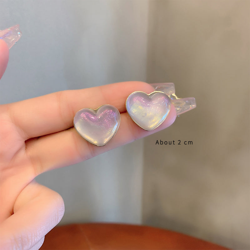 1 Pair Cute Simple Style Heart Shape Inlay Copper Alloy Acrylic Ear Studs