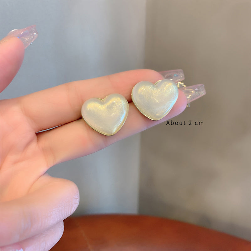 1 Pair Cute Simple Style Heart Shape Inlay Copper Alloy Acrylic Ear Studs