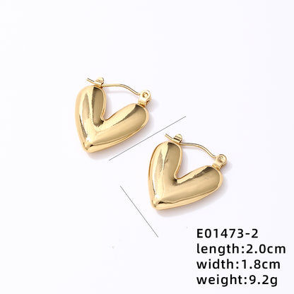 1 Pair Ig Style Vintage Style Heart Shape Plating Stainless Steel 18k Gold Plated Ear Clip