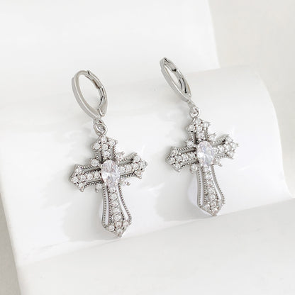 1 Pair Vintage Style Cross Plating Copper Drop Earrings