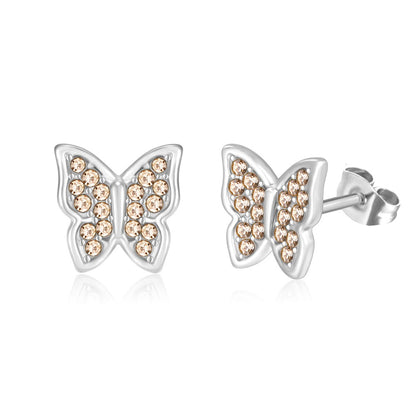 1 Pair Simple Style Commute Solid Color Plating Inlay Stainless Steel Rhinestones 18k Gold Plated Ear Studs