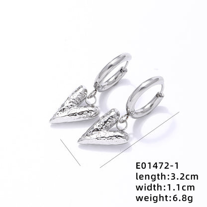 1 Pair Classic Style Heart Shape Plating Stainless Steel Gold Plated Drop Earrings