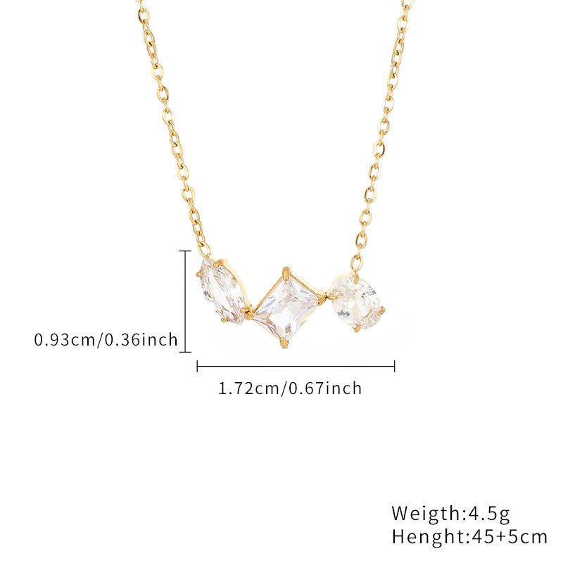 Cute Simple Style Solid Color Stainless Steel Plating Inlay Zircon Gold Plated Necklace