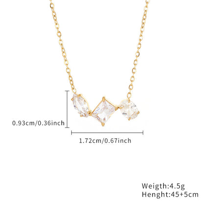 Cute Simple Style Solid Color Stainless Steel Plating Inlay Zircon Gold Plated Necklace