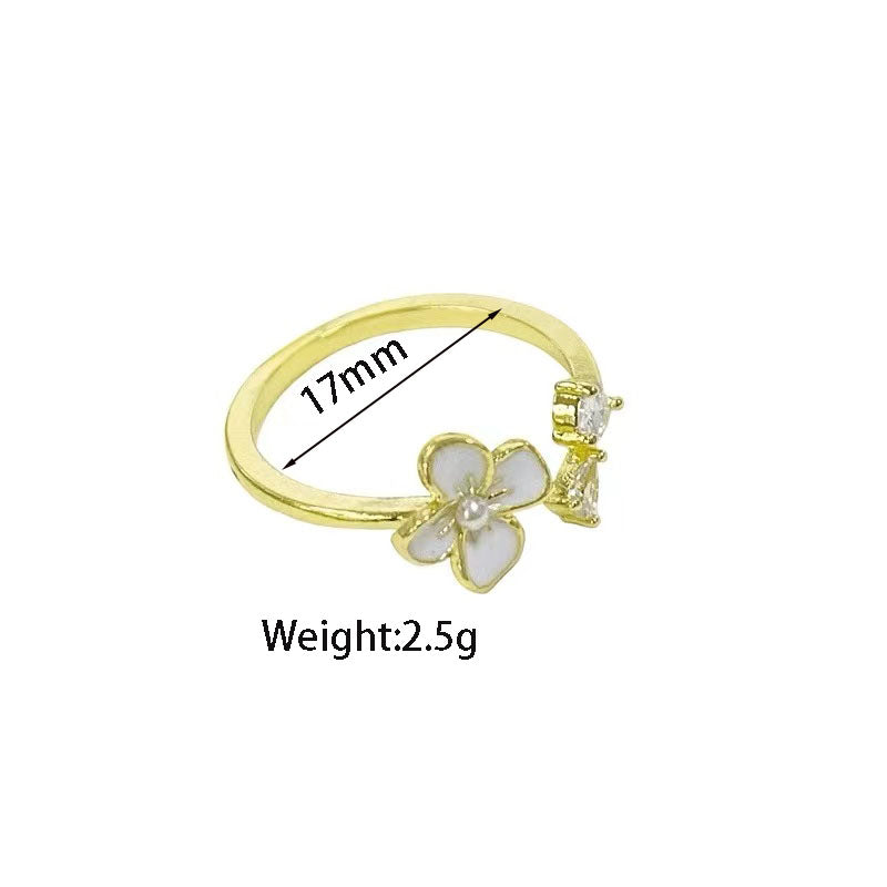 Sweet Flower Gold Plated Alloy Wholesale Open Rings