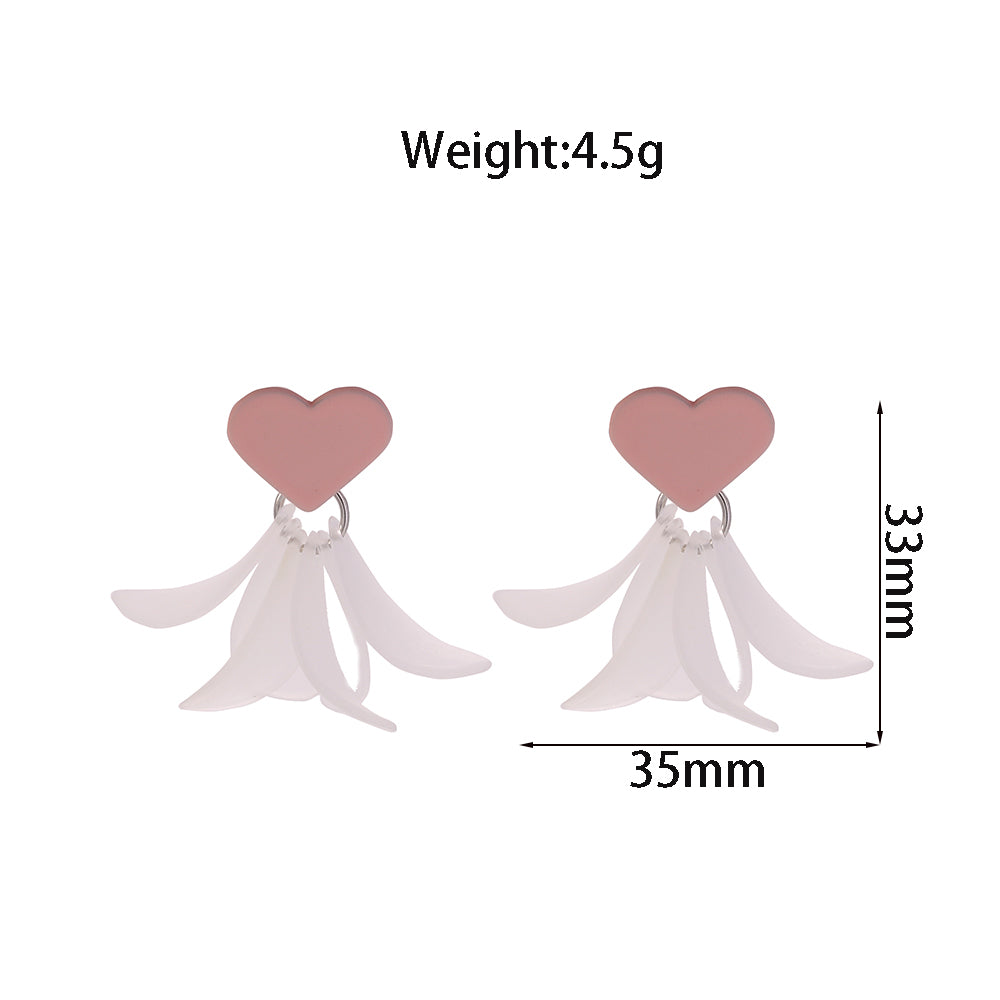 1 Pair Sweet Heart Shape Alloy Resin Drop Earrings