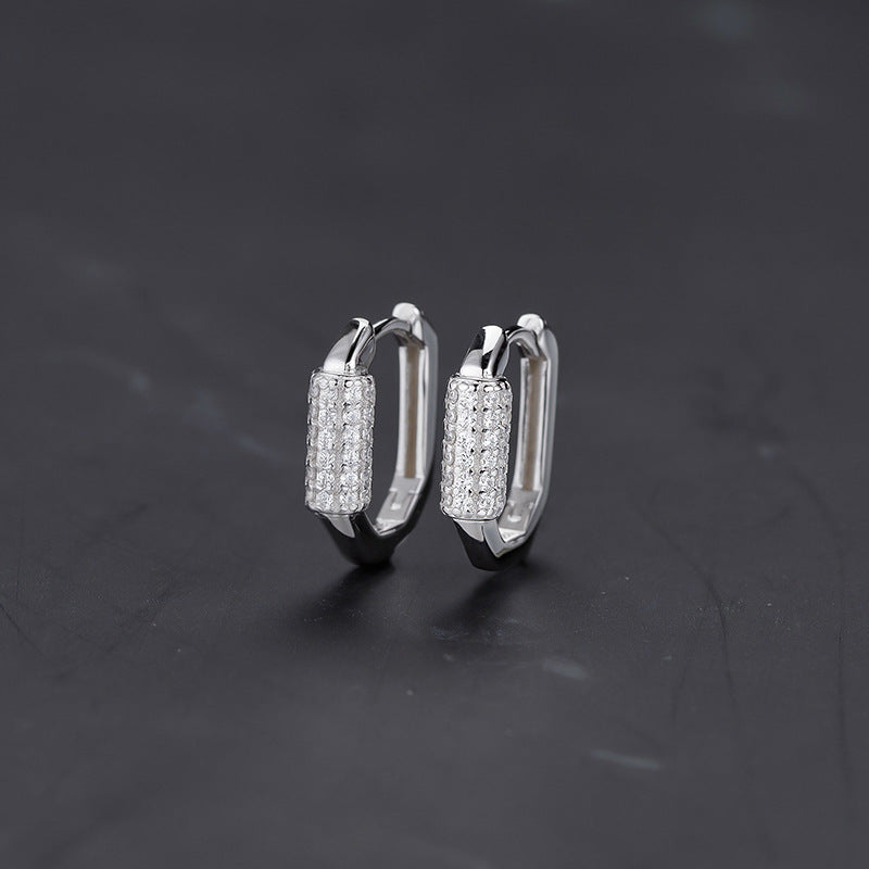 1 Pair Simple Style U Shape Polishing Plating Inlay Sterling Silver Zircon Gold Plated Earrings