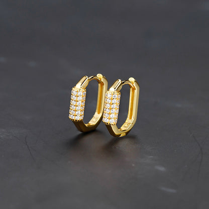 1 Pair Simple Style U Shape Polishing Plating Inlay Sterling Silver Zircon Gold Plated Earrings