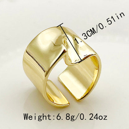 Simple Style Irregular Copper Gold Plated Open Rings In Bulk