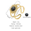Vintage Style Geometric Titanium Steel Plating Natural Stone Open Ring