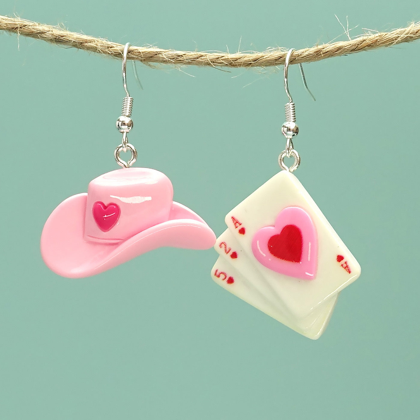 1 Pair Sweet Card Heart Shape Plating Plastic Copper Silver Plated Ear Hook