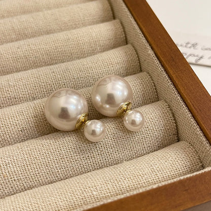 1 Pair Sweet Geometric Round Plating Imitation Pearl Drop Earrings