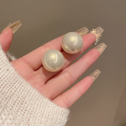 1 Pair Sweet Geometric Round Plating Imitation Pearl Drop Earrings