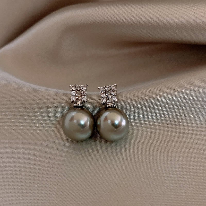 1 Pair Sweet Geometric Round Plating Imitation Pearl Drop Earrings