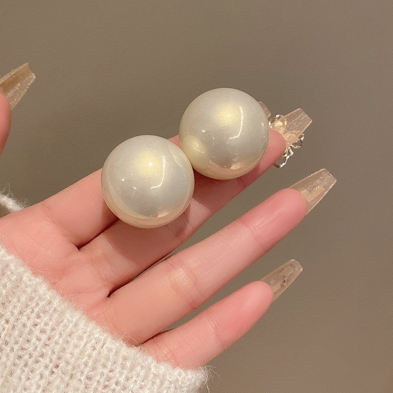 1 Pair Sweet Geometric Round Plating Imitation Pearl Drop Earrings