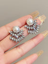 1 Pair Sweet Geometric Round Plating Imitation Pearl Drop Earrings