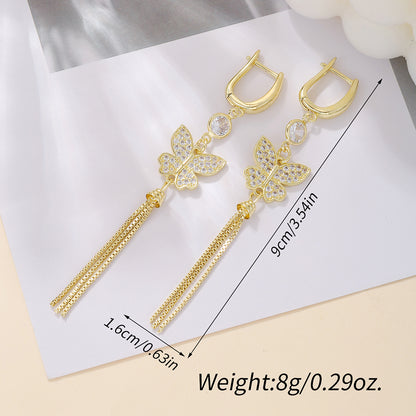 1 Pair Casual Sweet Simple Style Butterfly Plating Inlay Alloy Zircon 18k Gold Plated Drop Earrings