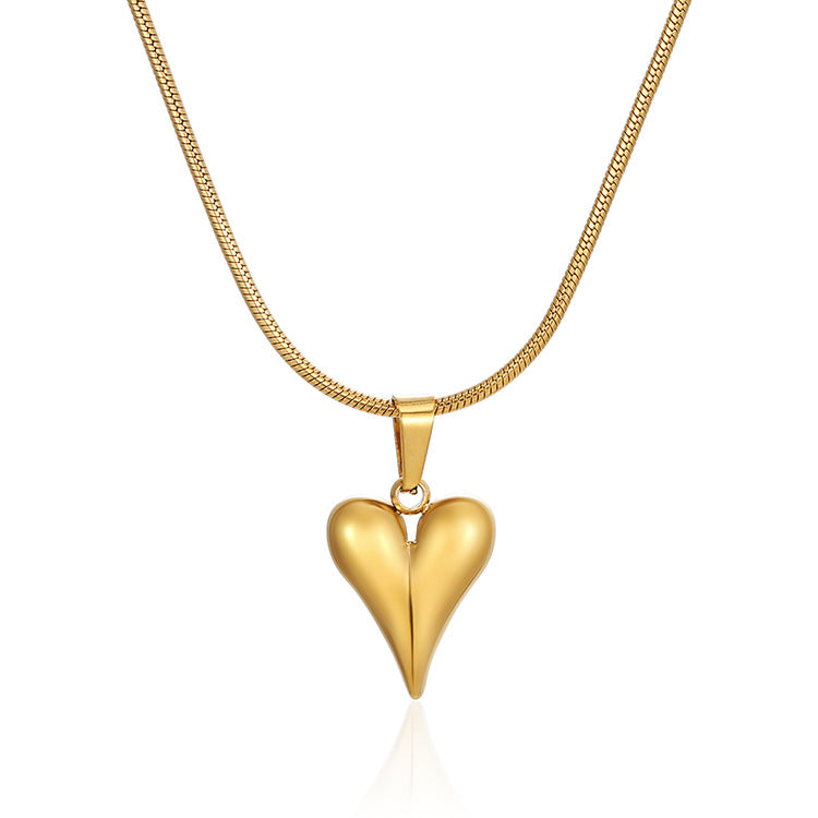 Wholesale Simple Style Commute Heart Shape Stainless Steel Plating Gold Plated Earrings Necklace