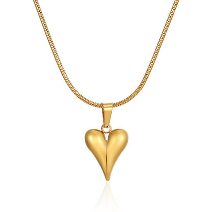 Wholesale Simple Style Commute Heart Shape Stainless Steel Plating Gold Plated Earrings Necklace