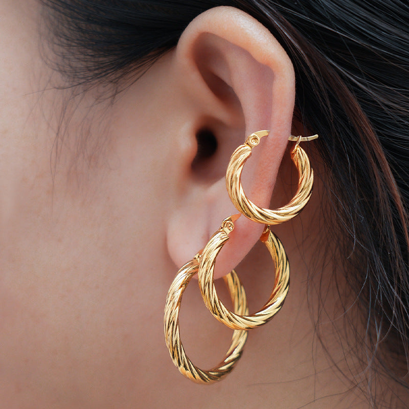 1 Set Simple Style Commute Solid Color Plating Stainless Steel Gold Plated Earrings