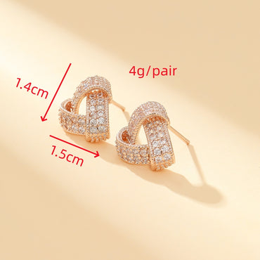 1 Pair Elegant Sweet Twist Plating Inlay Copper Zircon Gold Plated Ear Studs