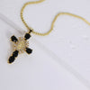 Luxurious Cross Copper Plating Metal Inlay Zircon 18k Gold Plated Pendant Necklace