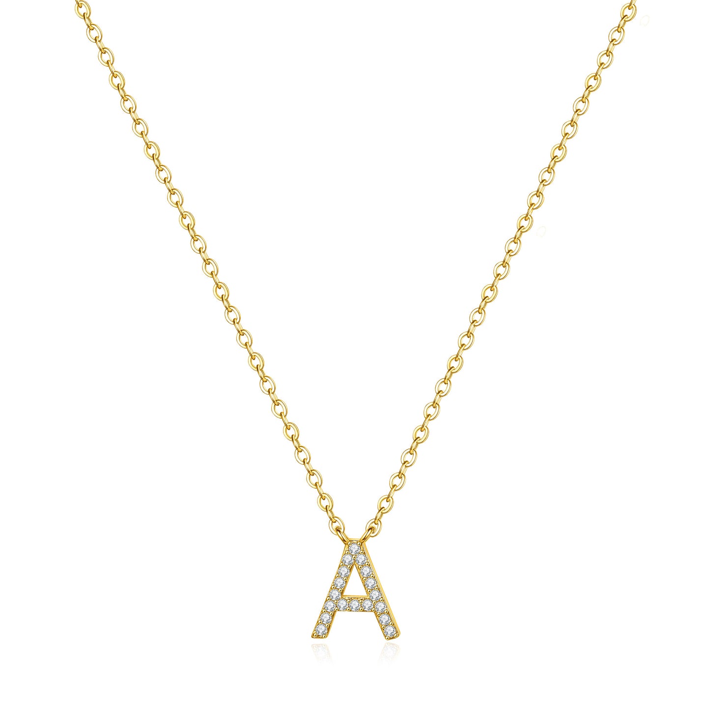 Casual Shiny Letter Copper Plating Inlay Zircon 14k Gold Plated Pendant Necklace