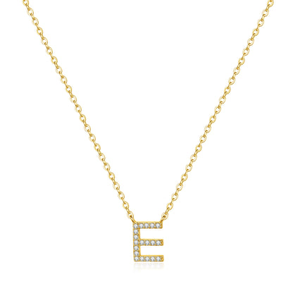 Casual Shiny Letter Copper Plating Inlay Zircon 14k Gold Plated Pendant Necklace