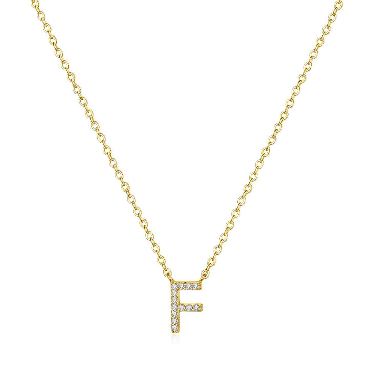 Casual Shiny Letter Copper Plating Inlay Zircon 14k Gold Plated Pendant Necklace