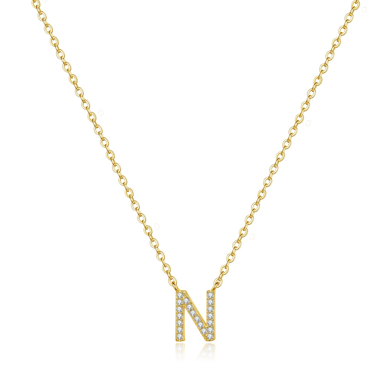 Casual Shiny Letter Copper Plating Inlay Zircon 14k Gold Plated Pendant Necklace