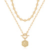 Hip-hop Cool Style Hexagon Letter Copper 14k Gold Plated Layered Necklaces In Bulk